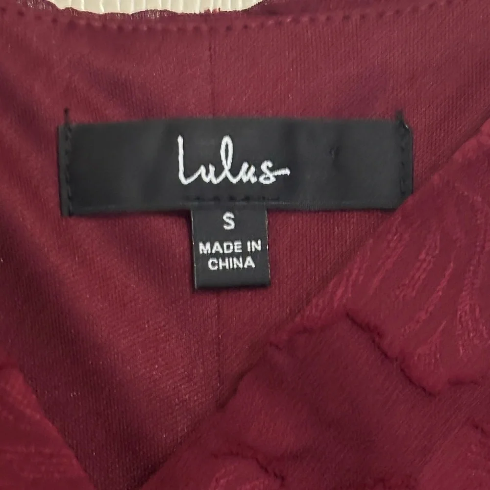 Lulus Burgundy Floral Jacquard Wrap Maxi Dress wedding guest prom - Picture 4 of 8